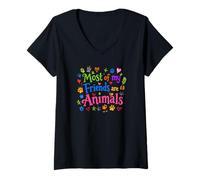 Mujer Most of My Friends Are Animals Funny Animal Lover Camiseta Cuello V