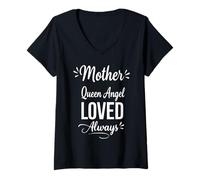 Mujer Mother Angel Queen Loved Always - Día de la Madre Proud Mom Camiseta Cuello V
