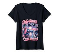 Mujer Mother Hooker Fishing Mom Funny Angler Mama Lake Life Camiseta Cuello V
