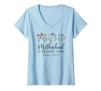 Mujer Motherhood is Kingdom Work Women Christian Mom Proverbs 31 Camiseta Cuello V