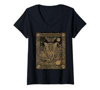 Mujer Mothman Constelación Tarot Tarjeta Oculto Gótico Camiseta Cuello V