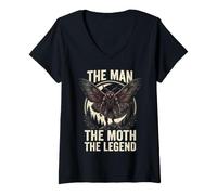 Mujer Mothman Cryptid The Man The Moth The Legend Funny Vintage Camiseta Cuello V