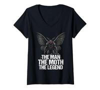 Mujer Mothman Cryptid The Man The Moth The Legend Funny Vintage Camiseta Cuello V