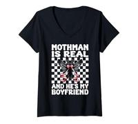 Mujer Mothman Es Real Y Él Es Mi Novio Criptozoología Chica Mamá Camiseta Cuello V