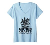 Mujer Motion Crafts Cuentos visuales Animación Dibujar Boceto Animar Camiseta Cuello V