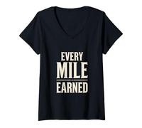 Mujer Motivación de maratón de Corredor Ganado por Cada Milla Camiseta Cuello V