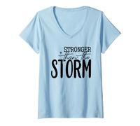 Mujer Motivación de resiliencia más Fuerte Que la tormenta Camiseta Cuello V