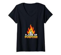 Mujer Motivación impulsada por un propósito Diseño de mentalidad de energía de Fuego Camiseta Cuello V