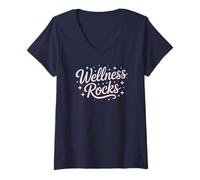 Mujer Motivado Wellness Rocks OT Yoga Group PTA Fitness Coach Mamá Camiseta Cuello V