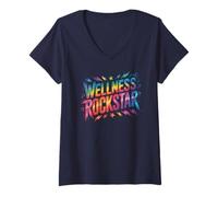 Mujer Motivado Wellness Rockstar Yoga PT Enfermera Ninja OT Fitness Camiseta Cuello V