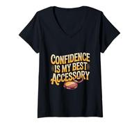 Mujer Motivate Divertido Motivacional La Confianza es mi Accesorio Camiseta Cuello V