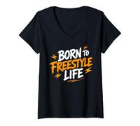 Mujer Motivational Quote Freedom Adventure Born To Freestyle Life Camiseta Cuello V