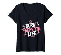 Mujer Motivational Quote Freedom Adventure Born To Freestyle Life Camiseta Cuello V