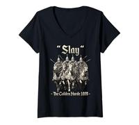Mujer Motivo del Humor de la Horda Dorada Guerrero Jinete del Camiseta Cuello V
