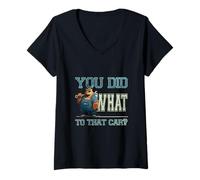 Mujer Motivo Divertido del Taller del Oso Mecánico. Camiseta Cuello V