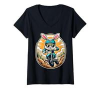 Mujer Motocicleta Happy Easter Bunny Rabbit Dirt Bike para motocross Camiseta Cuello V