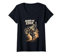 Mujer Motocross Dirt Bike Racing Camo Camuflaje Señal de la Paz Camiseta Cuello V