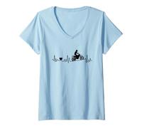 Mujer Motocross Enduro Latido del corazón ECG Dirt-Bike Motocross Motocross Camiseta Cuello V