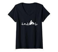Mujer Motocross Enduro Latido del corazón ECG Dirt-Bike Motocross Motocross Camiseta Cuello V