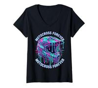 Mujer Motocross Forever Casco Arte dinámica Camiseta Cuello V