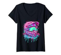 Mujer Motocross Helmet Drip Melt Dirt Bike Street Art Graphic Camiseta Cuello V