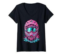 Mujer Motocross Helmet Drip Melt Dirt Bike Street Art Graphic Camiseta Cuello V