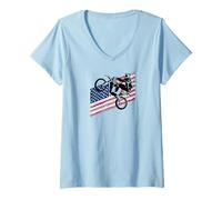 Mujer Motocross Supercross Race Dirt Bike Racing Camiseta Cuello V