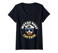 Mujer Motor Boat Captain Nautical Boating Design Camiseta Cuello V