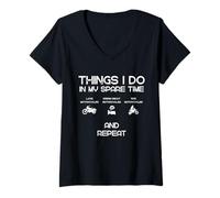 Mujer Motos. Cosas Que Hago en mi Tiempo Libre Camiseta Cuello V