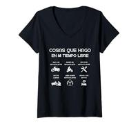 Mujer Motos. Cosas Que Hago en mi Tiempo Libre Camiseta Cuello V