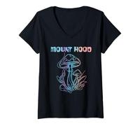 Mujer Mount Hood Oregon Recogimiento de Hongos | Monte Hood O Micología Camiseta Cuello V