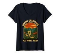 Mujer Mount Overthink Parque Nacional Retro Ansiedad y Pensamiento excesivo Camiseta Cuello V