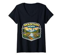 Mujer Mountain Pops Hiker Abuelo Abuelo Padre Papá Senderismo Camiseta Cuello V