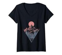 Mujer Mountain Sunset Nature Landscape Camiseta Cuello V