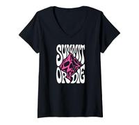 Mujer Mountaineering Summit Or Die Peak Bagger Skull Climbing Camiseta Cuello V