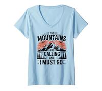 Mujer Mountains Are Calling & I Must Go Retro 80s 90s Vibe Camiseta Cuello V