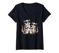 Mujer Mouse Rat Family Sunglasses Animal Lover Cute Mice Camiseta Cuello V