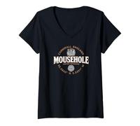 Mujer Mousehole Cornwall England Coordenadas Etiqueta 2C Camiseta Cuello V