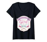 Mujer Move Aside Boys Deja Que una Chica te muestre cómo remar Mujeres Divertidas Camiseta Cuello V