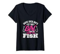 Mujer Move Over Boys Let This Girl Show You How To Fish Girls Camiseta Cuello V