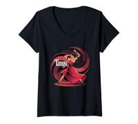 Mujer Movimiento Danza Tango Pasión Expresión Camiseta Cuello V