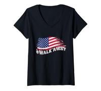 Mujer #Movimiento Walk Away, regalo para patriotas, regalos de bandera estadounidense Camiseta Cuello V
