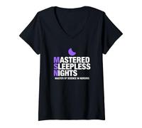 Mujer MSN Mastered Sleepless Nights Máster Enfermería Divertido Camiseta Cuello V