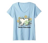 Mujer MTV Retro Garden with Mushrooms and Flowers Camiseta Cuello V