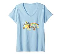 Mujer MTV See The Music Retro 70s Butterfly Rainbow Camiseta Cuello V