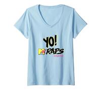 Mujer MTV Yo! Raps Summer Tour Neon 90s Retro Hip Hop Camiseta Cuello V