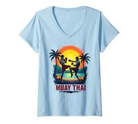 Mujer Muay Thai Fighters Kickboxing Artes Marciales Hombres Mujeres Niños Camiseta Cuello V