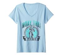Mujer Muay Thai Master Boxing Fighter Artes Marciales Hobby Camiseta Cuello V
