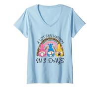 Mujer Mucho Puede suceder en 3 días Gnomos Rainbow Ester Day Camiseta Cuello V