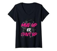 Mujer Mud up or Shut up Muddy Race Muddy Race Mud Run Camiseta Cuello V